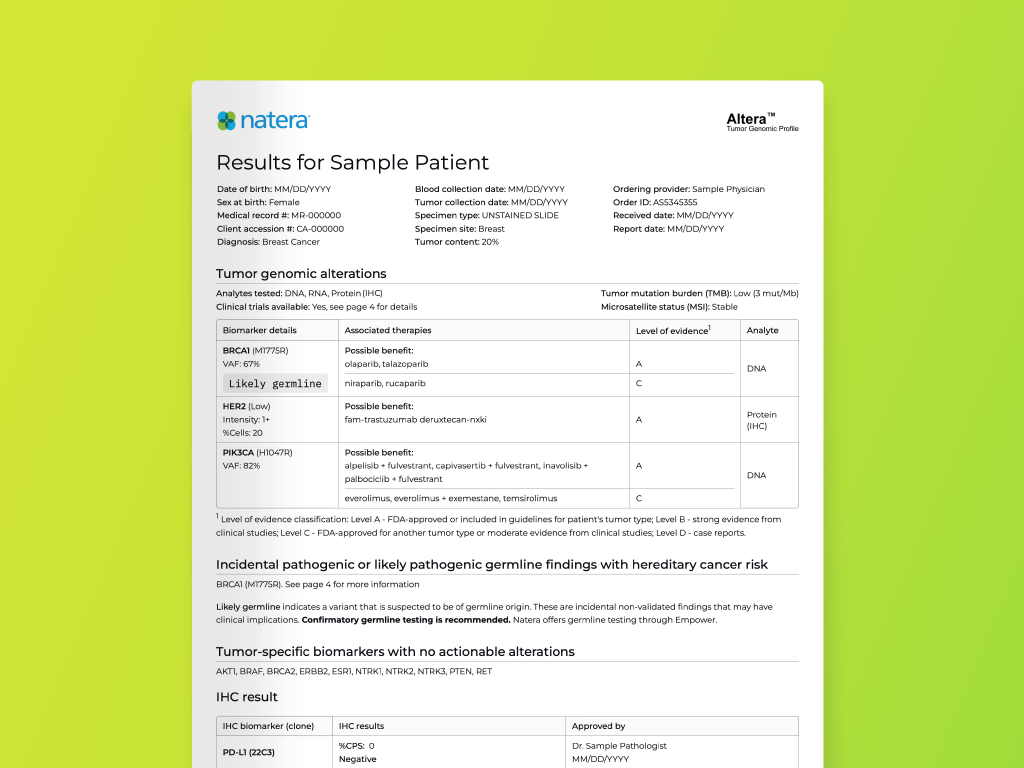 Altera™ i Signatera™ iz istog tumorskog tkiva